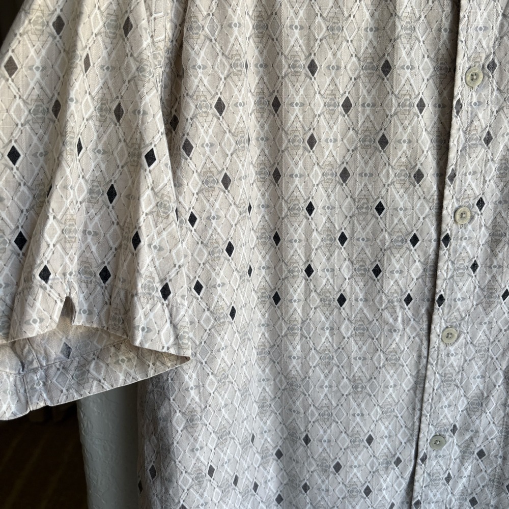 The North Face Mens L Cotton Shirt Short Sleeve Grey Diamond Boho A5 Series - Picture 3 of 7